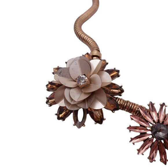 Ann Taylor Rhinestone Statement Flower Necklace Rose Gold Rhinestones Y2K - Picture 2 of 8